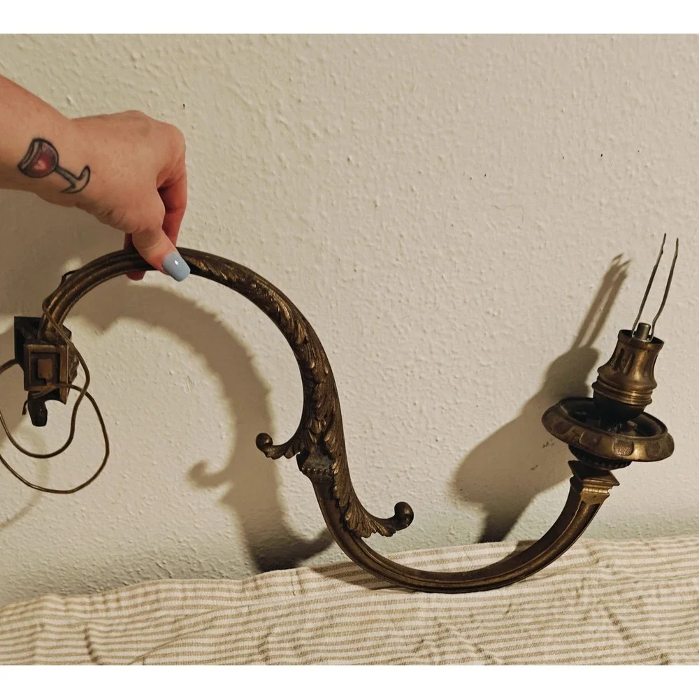 Antique Solid Brass Wall Sconce Lamp Chandelier Arm salvage